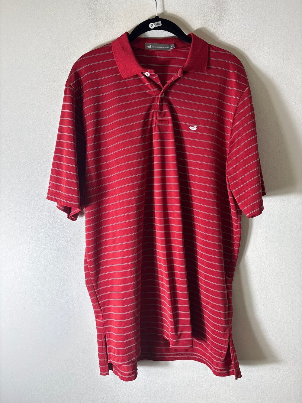 Men's Southern Marsh Red and Black Stripe Golf Shirt Sz L